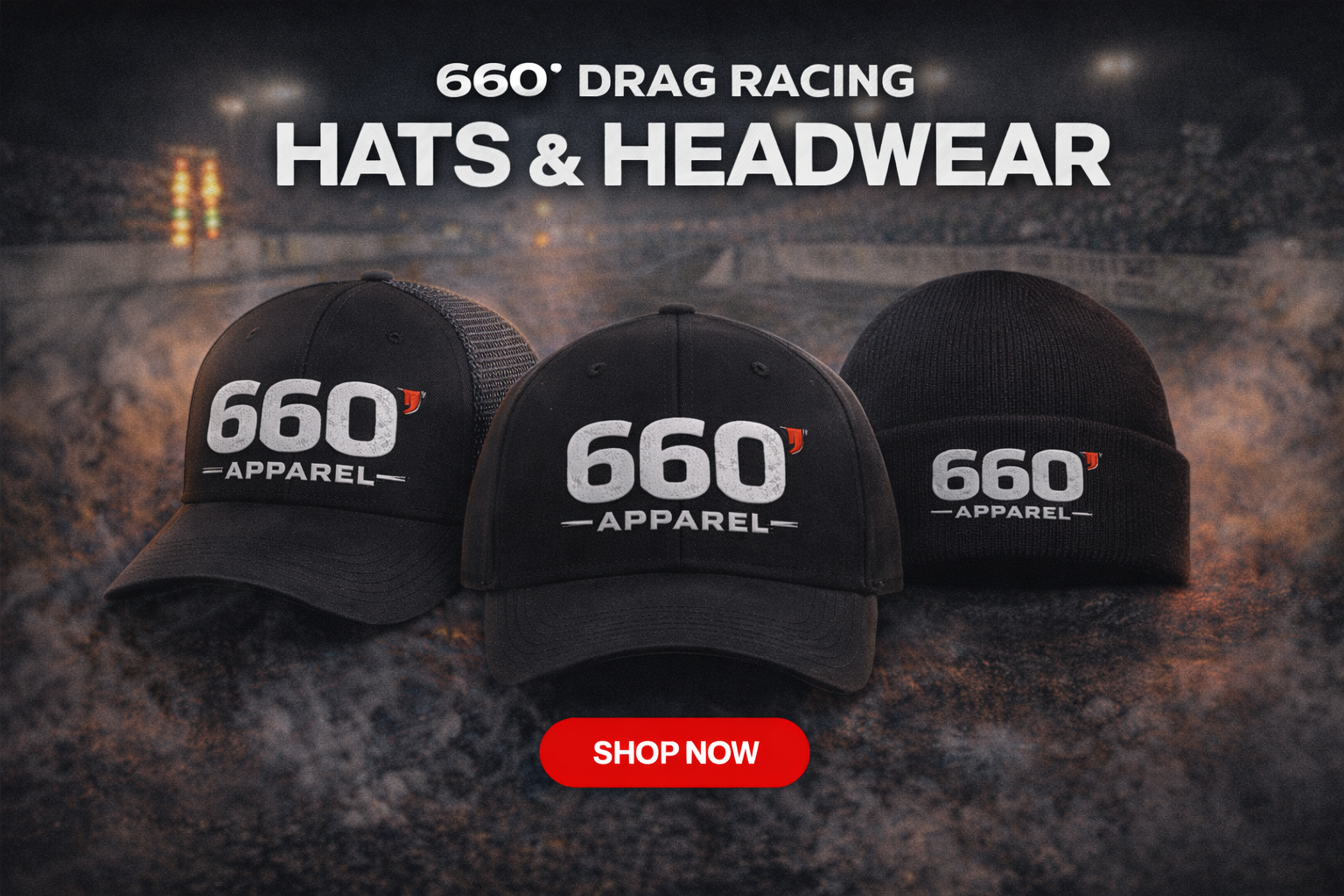 660' Apparel drag racing hats and headwear inspired by 1/8 mile drag racing culture