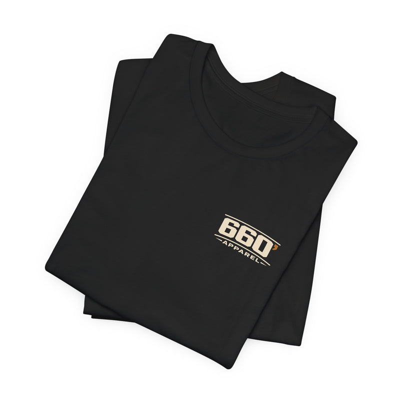 Eight Cylinders. Zero Closure. — Engine Builder Tee — folded black tee