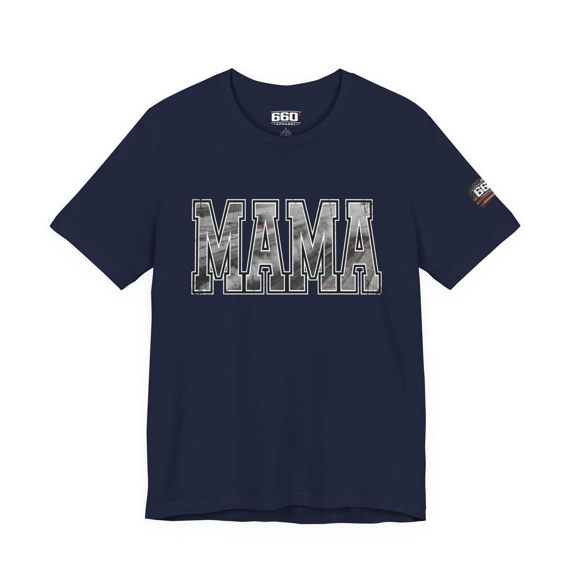 MAMA Drag Racing T-Shirt | Burnout Varsity Racing Mom Tee | 660 Apparel-7