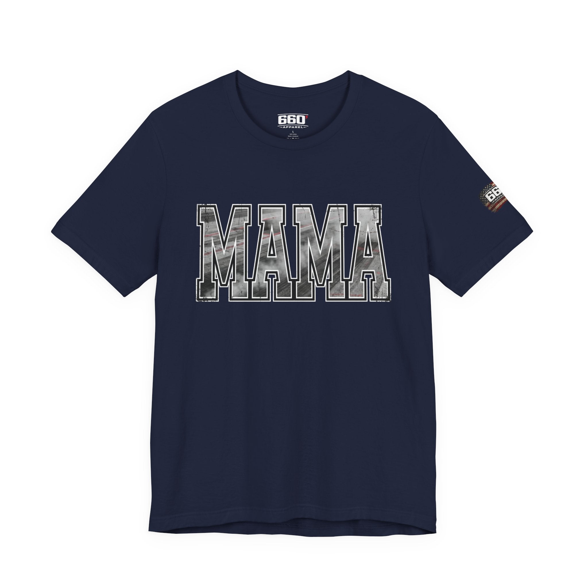 MAMA Drag Racing T-Shirt | Burnout Varsity Racing Mom Tee | 660 Apparel-7