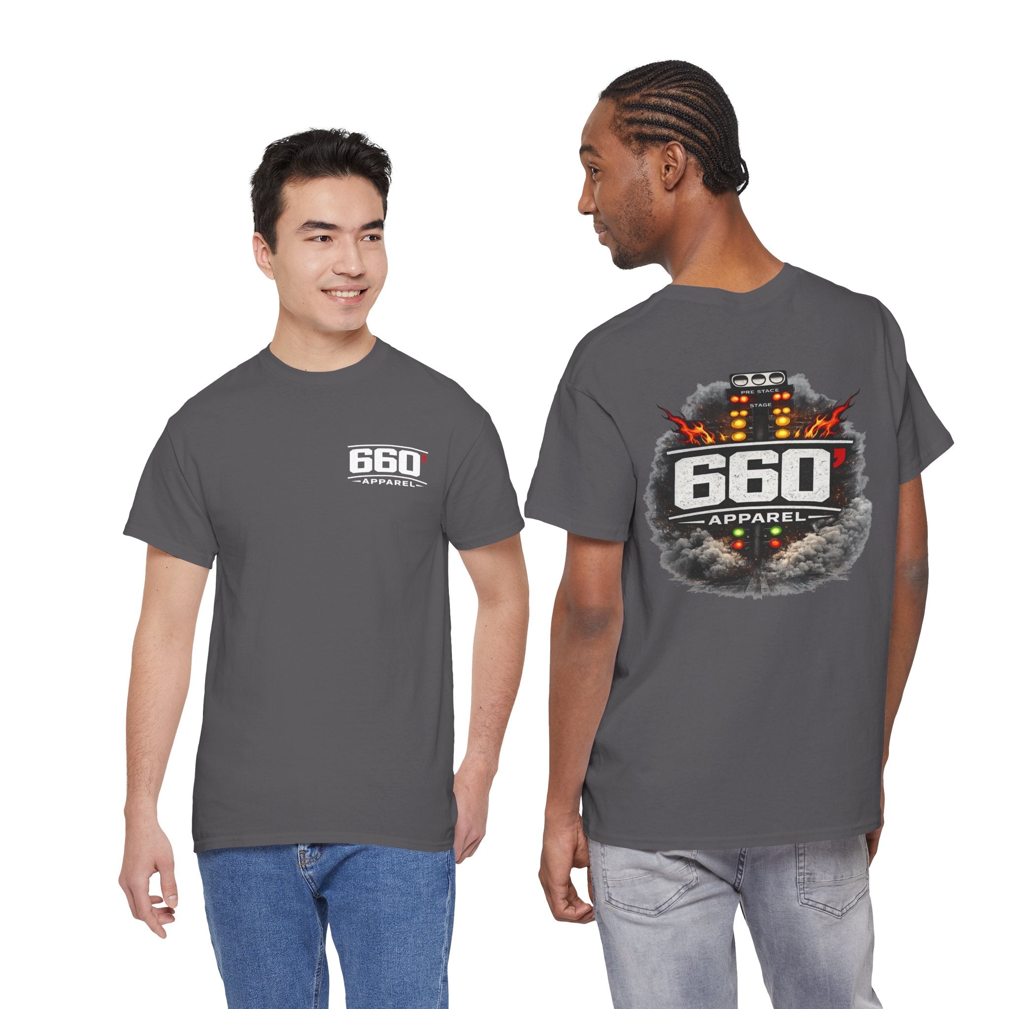 660’ Apparel Racing Logo Tee – Drag Strip Christmas Tree Smoke Graphic Shirt
