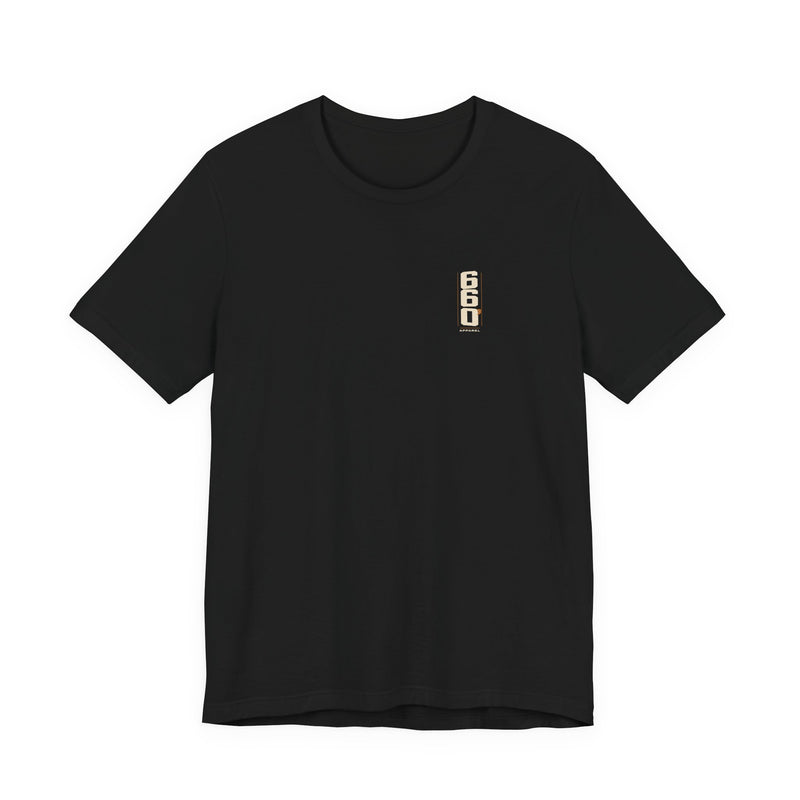 Fuel by the Gallon. Patience by the Drop. — Racing Tee — front left-chest official 660′ logo