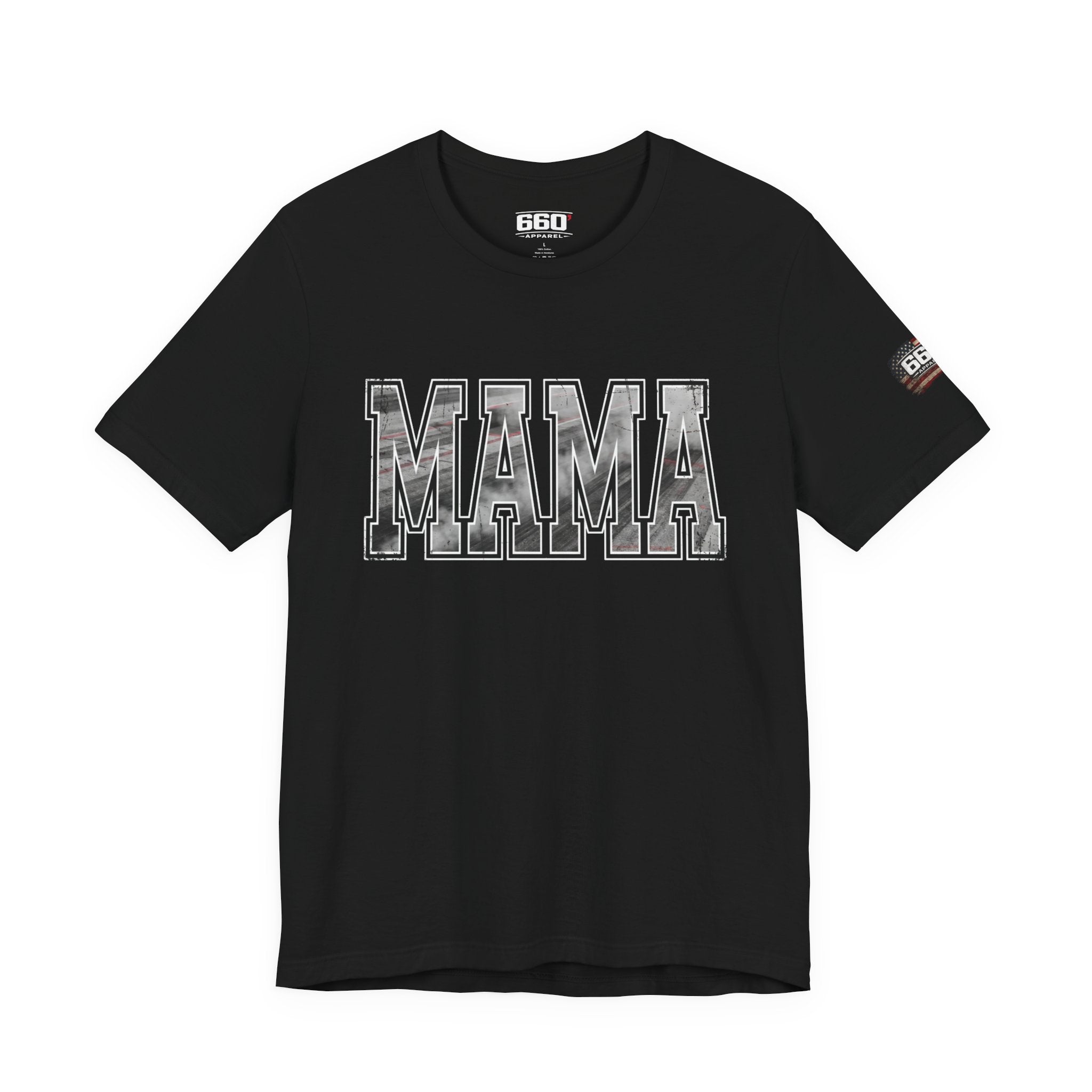 MAMA Drag Racing T-Shirt | Burnout Varsity Racing Mom Tee | 660 Apparel-5