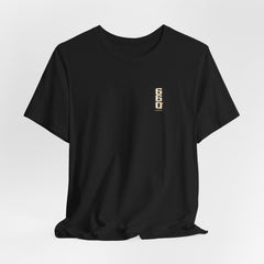 Fuel by the Gallon. Patience by the Drop. — Racing Tee — black tee on hanger