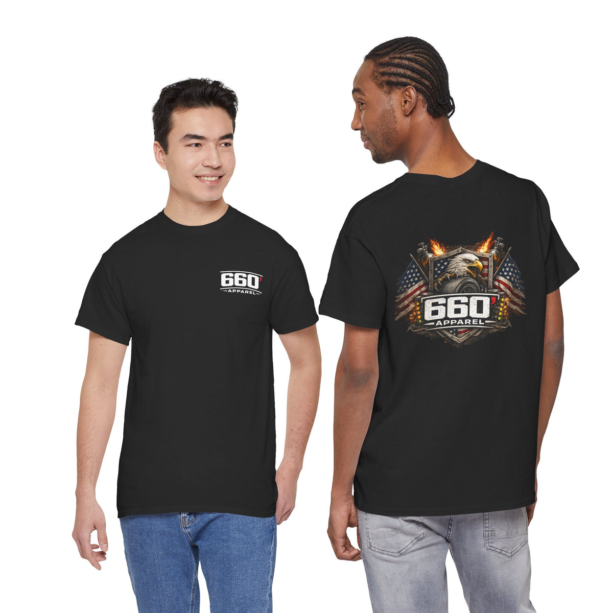 660 Apparel American eagle drag racing t-shirt with patriotic flag design