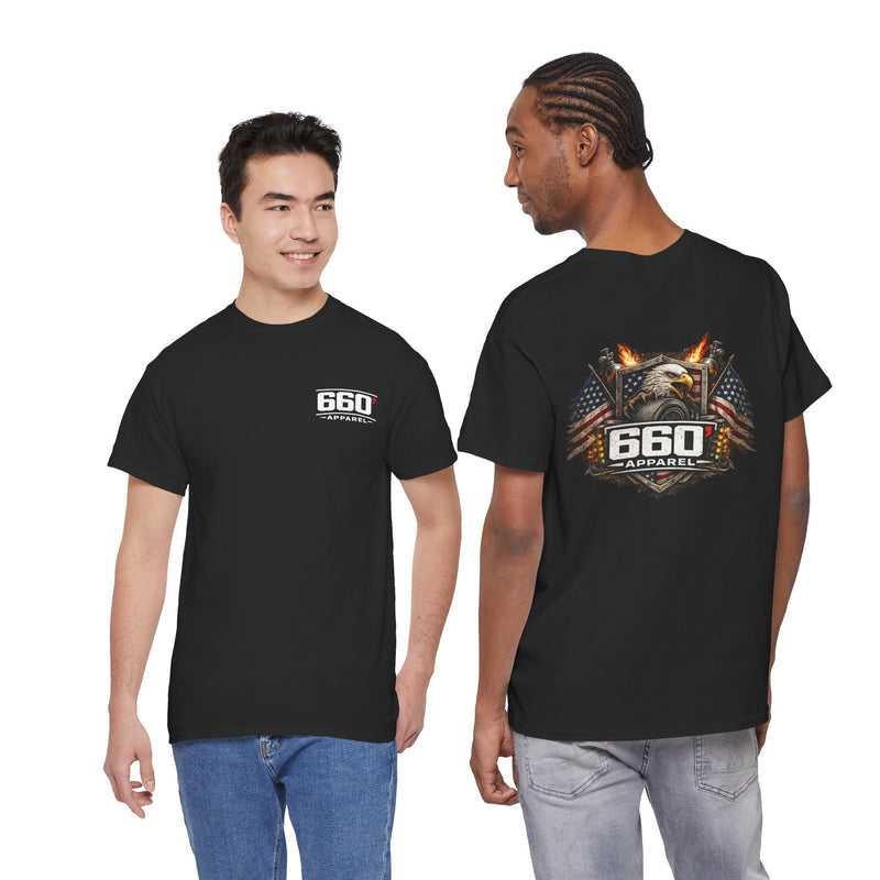 660 Apparel American eagle drag racing t-shirt with patriotic flag design