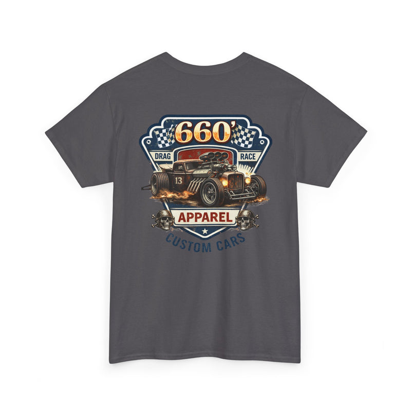 660 Apparel vintage hot rod drag racing t-shirt with custom cars graphic
