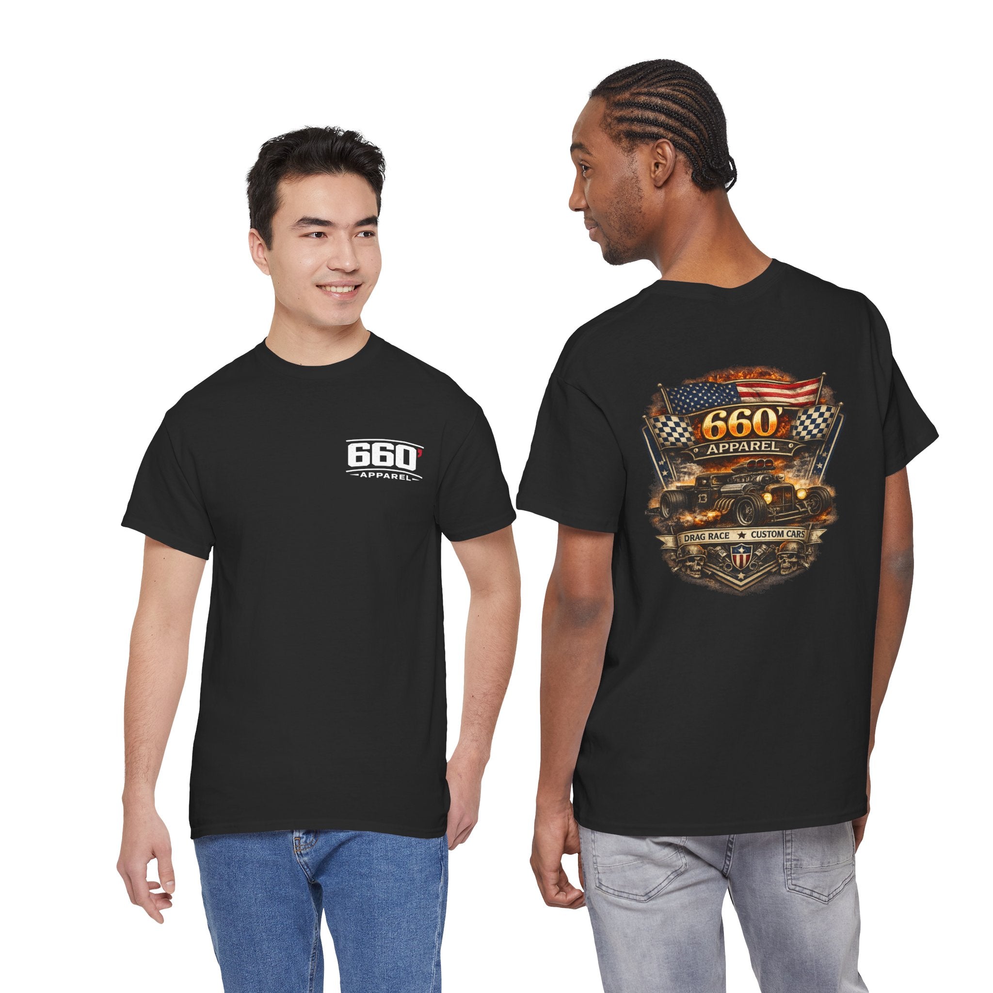 660 Apparel drag race custom cars t-shirt with vintage hot rod racing graphic