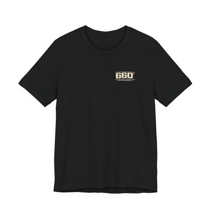 She Brought the Car. You Brought Opinions. — Racing Tee — front left-chest official 660′ logo