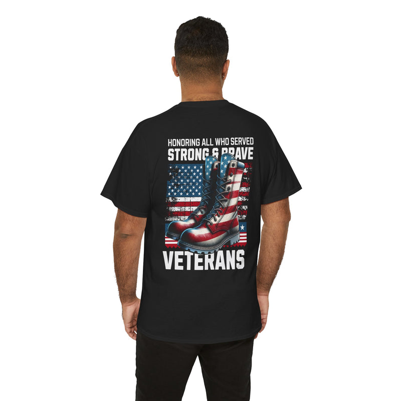 Strong & Brave Veterans Tribute T-Shirt – American Flag Military Honor Tee | 660’ Apparel-11
