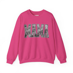 Pink MAMA sweatshirt with burnout tire mark lettering for racing mom apparel