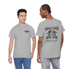 Vintage Torque hot rod drag racing t-shirt built for the 660 by 660 Apparel